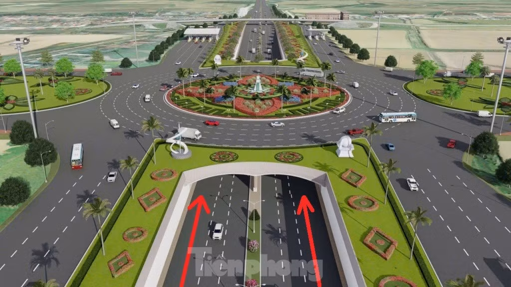 Dự án được khởi công năm 2023 và dự kiến hoàn thành năm 2025. Sau khi hoàn thành, các phương tiện đi từ cao tốc Pháp Vân - Ninh Bình qua nút giao sẽ di chuyển ngầm bằng hầm chui (mũi tên đỏ).
