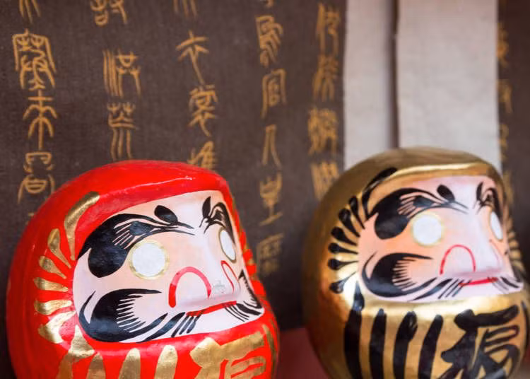 Tạo hình của tất cả các con búp bê Daruma đều mang đặc điểm chung là có đôi mắt trắng xóa, không có chân tay, râu và lông mày dày và cong, nét mặt khá “cáu kỉnh”.