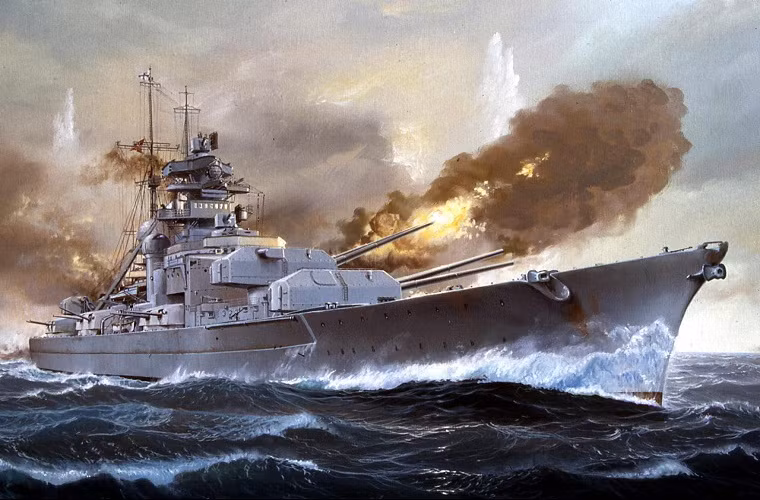 Thiết giáp hạm Bismarck có lưỡng giãn nước lớn hơn mọi tàu chiến của châu Âu vào thời kỳ đó, 50.300 tấn, dài 251m, tốc độ 30 hải lý/h, tầm hoạt động 16.430km. Bismarck được trang bị hệ thống giáp bảo vệ đa lớp nhằm chống lại các loại pháo hạm của đối phương, bên cạnh đó nó còn được trang bị hệ thống hỏa lực cực mạnh gồm: 4 hải pháo 2 nòng SK C/34 380mm, 6 hải pháo 2 nòng SK C/28 150mm, 8 hải pháo 2 nòng SK C/33 105mm, cùng nhiều pháo phòng không SK C/30 37mm và Flak 30 20mm. Bên cạnh đó nó còn có thể mang theo 4 thủy phi cơ Arado Ar 196.
