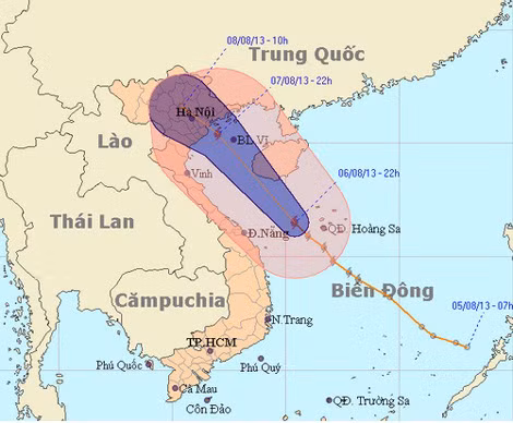 Đường đi và vị trí cơn bão số 6. Ảnh: nchmf.gov.vn