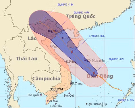 Đường đi và vị trí cơn bão số 6. Ảnh: nchmf.gov.vn