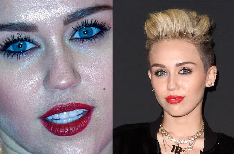 Miley Cyrus lộ khuôn mặt bóng nhẫy, lỗ chân lông to khi bị paparazzi "soi' tận mặt.