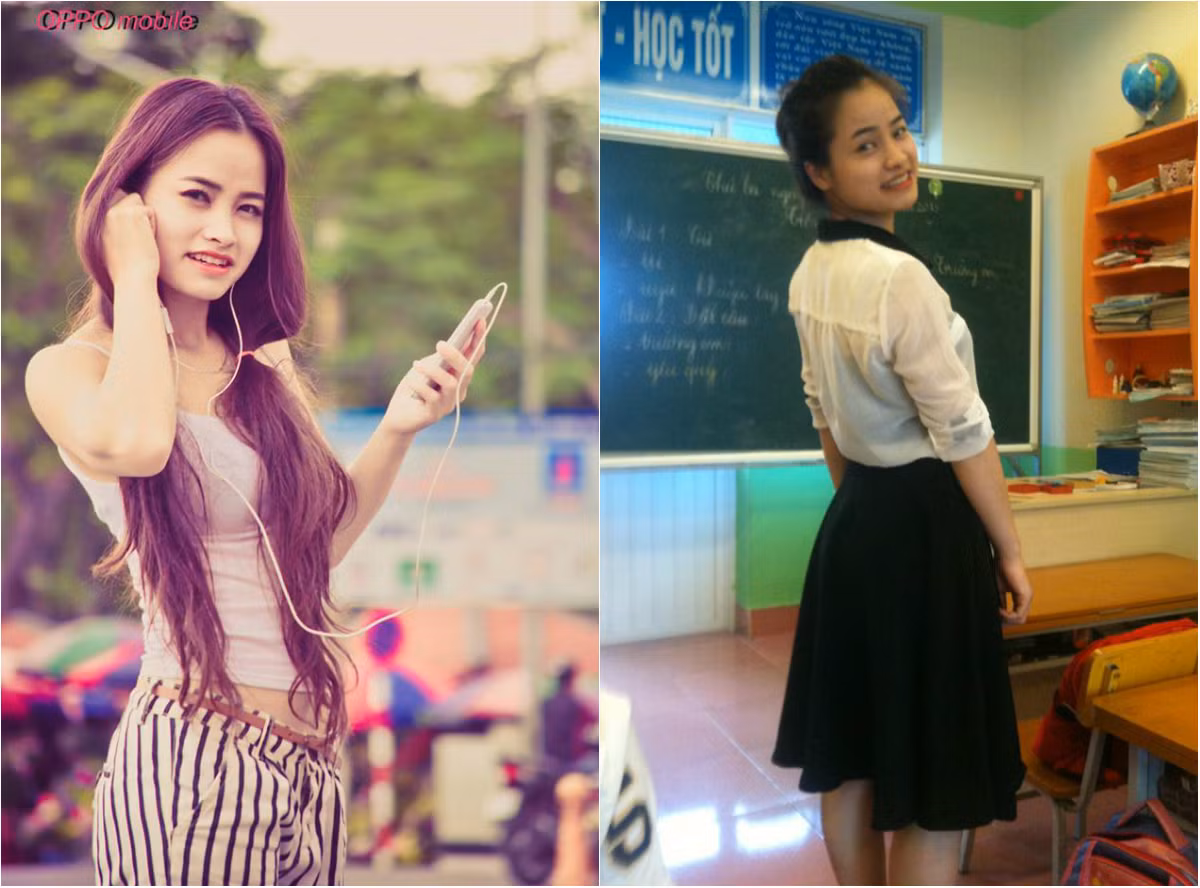 Hai hình ảnh khá khác biệt của Vũ Thị Hương. Những đặc điểm này càng tạo nên sự thú vị trong tính cách của cô giáo mê xe 67.