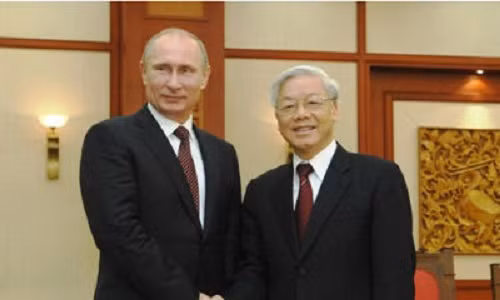 Tổng Bí thư Nguyễn Phú Trọng hội kiến với Tổng thống Putin trong chuyến thăm Việt Nam tháng 11/2013. Ảnh: TTXVN.