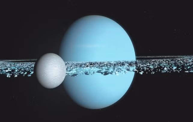 Vào năm1986, tàu vũ trụ không người lái Voyager 2 của Mỹ đã tới Thiên Vương tinh và khám phá 10 vệ tinh bổ sung ngoài 5 vệ tinh đã biết, cùng với một hệ thống vành đai xung quanh khối khí khổng lồ của hành tinh này...