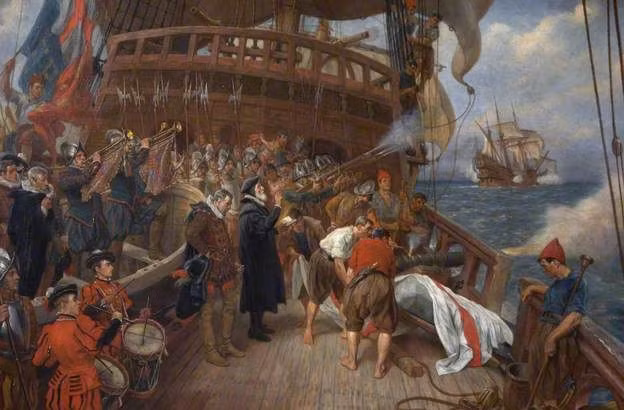 Nhưng cuộc đột kích táo bạo của hải quân Anh do Sir Francis Drake tiến hành nhắm vào nguồn cung vật tư của hạm đội Tây Ban Nha tại cảng Cadiz đã trì hoãn chiến dịch hạm đội Armada cho đến tháng 5/1588.