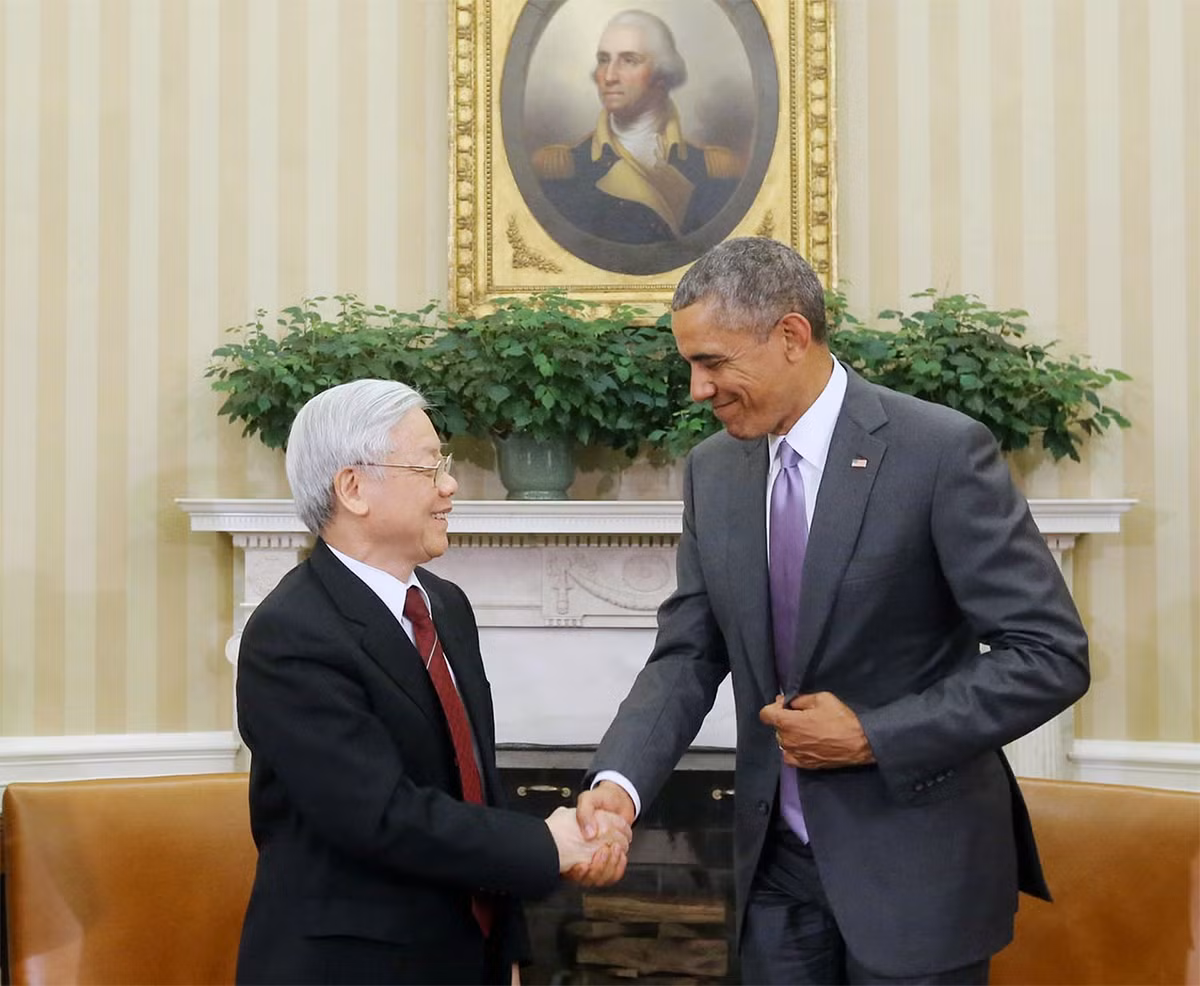 br/> Nhận lời mời của Tổng thống Barack Obama, Tổng Bí thư Ban Chấp hành Trung ương Đảng Cộng sản Việt Nam Nguyễn Phú Trọng thăm chính thức Hợp chúng quốc Hoa Kỳ từ ngày 6 đến 10/7/2015. Ảnh: Trí Dũng/TTXVN.
