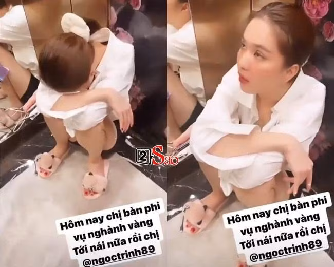 Không ít lần chân dài Trà Vinh gần như mất tỉnh táo sau khi tiệc tàn. Thậm chí, có lần Ngọc Trinh ngồi bệt ôm mặt, lết ở lối ra và phải có người nâng đỡ.