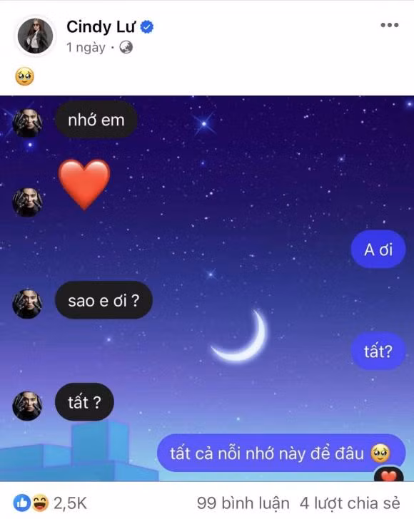 Cindy Lu khoe doan tin nhan cuc tinh tu voi Dat G