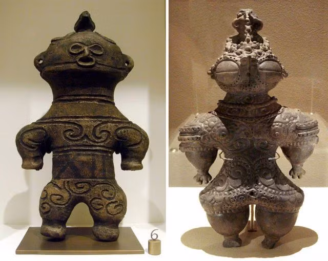  5. Đồ trang sức và tượng thờ. Người Jomon cũng sản xuất nhiều đồ trang sức từ vỏ sò, đá và xương, cùng với các tượng thờ nhỏ như "dogū" (một loại tượng người), có thể được sử dụng trong các nghi lễ tôn giáo. Ảnh: Pinterest.