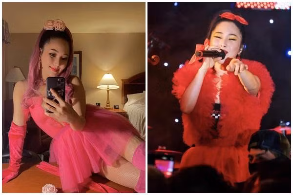 Không chỉ ăn mặc chưa phù hợp, cách kết hợp phụ kiện có phần quê kiểng và lối makeup đậm chát chúa của cô cũng khiến bao người thở dài ngán ngẩm.