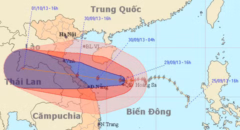 Đường đi của siêu bảo Wutip. Ảnh: Trung tâm Dự báo khí tượng thủy văn Trung ương. Đường đi của siêu bảo Wutip. Ảnh: Trung tâm Dự báo khí tượng thủy văn Trung ương.