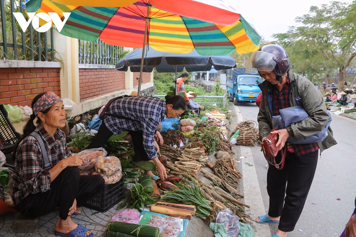 Nhiều mặt hàng rau, củ quả, gạo nương, mật ong rừng, hồi, quế, lá tắm người Dao, thuốc nam,… phong phú và tiện dụng