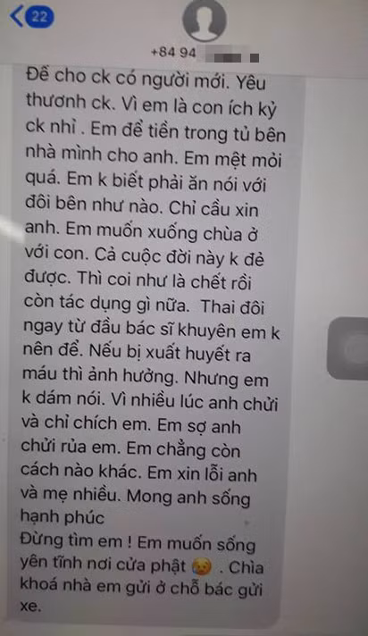 Tin nhắn mà chị M. nói muốn lên chùa ở cùng con