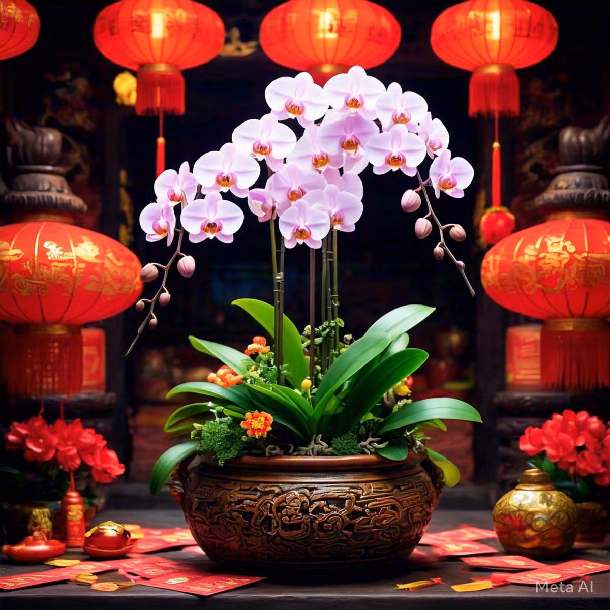  Lan hồ điệp. Lan hồ điệp được người yêu hoa mệnh danh là "nữ hoàng của các loài hoa lan" và là loại hoa lễ hội đặc trưng trong Tết Nguyên đán. Những bông hoa rực rỡ muôn màu, xòe ra chấp chới như những cánh bướm mang lại mùa xuân vào nhà bạn. 