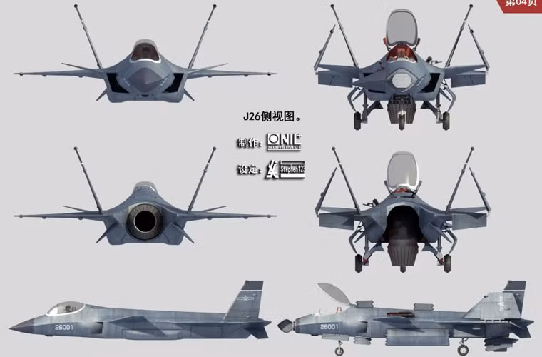 "J-26 dài 16m, rộng 10m, cao 4,5mm, trọng lượng rỗng của máy bay 10 tấn, trọng lượng bay tối đa 20 tấn, trọng lượng hạ cánh thẳng đứng thông thường 16 tấn".