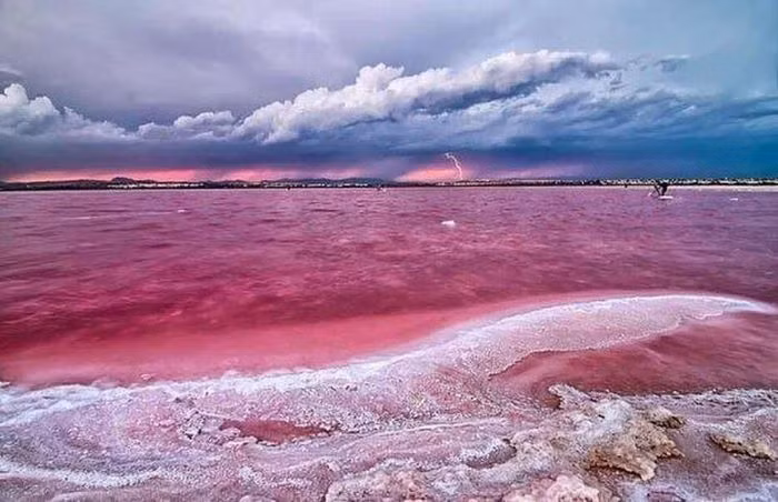 6. Hồ Masazirgol, Azerbaijan. Hồ muối Masazirgol (tên gọi khác là Masazir), rộng 10km2 cũng mang màu hồng hấp dẫn mọi người. Hồ nằm trong vùng Qaradag, gần Baku, Azerbaijan. Hàm lượng cao chất clorua và sulfat trong nước đã khiến nước có màu hồng kỳ lạ.