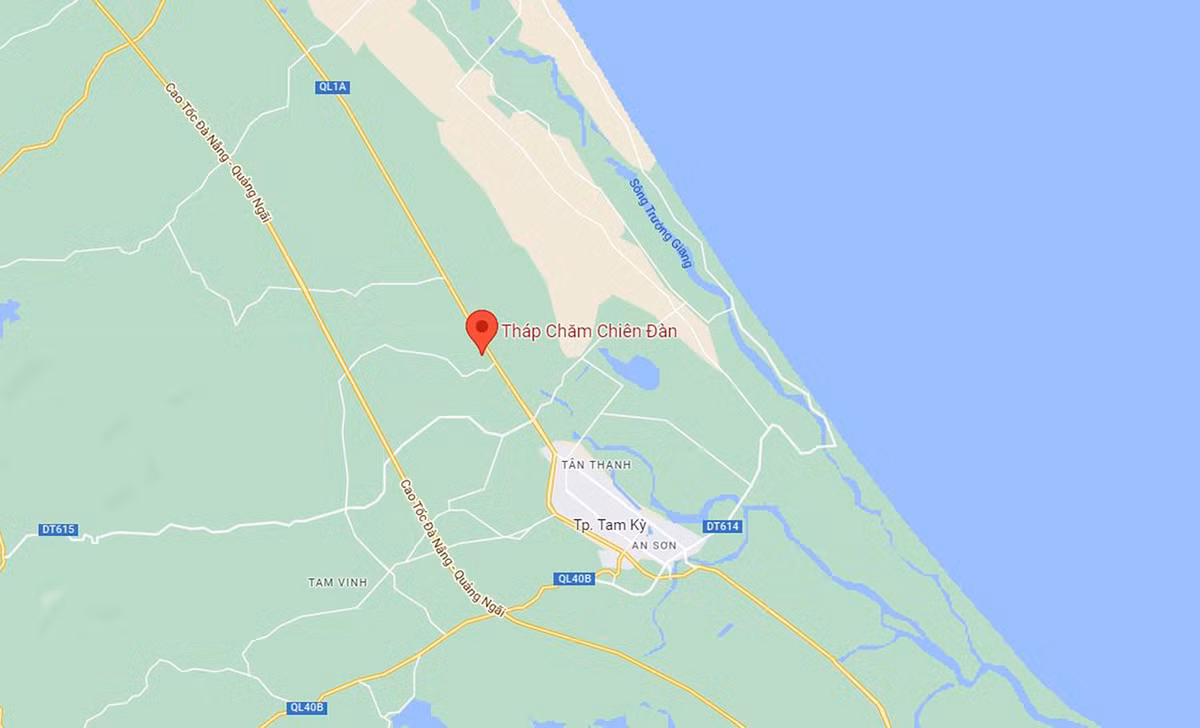 Vị trí Tháp Chăm Chiên Đàn. Ảnh: Google Maps.