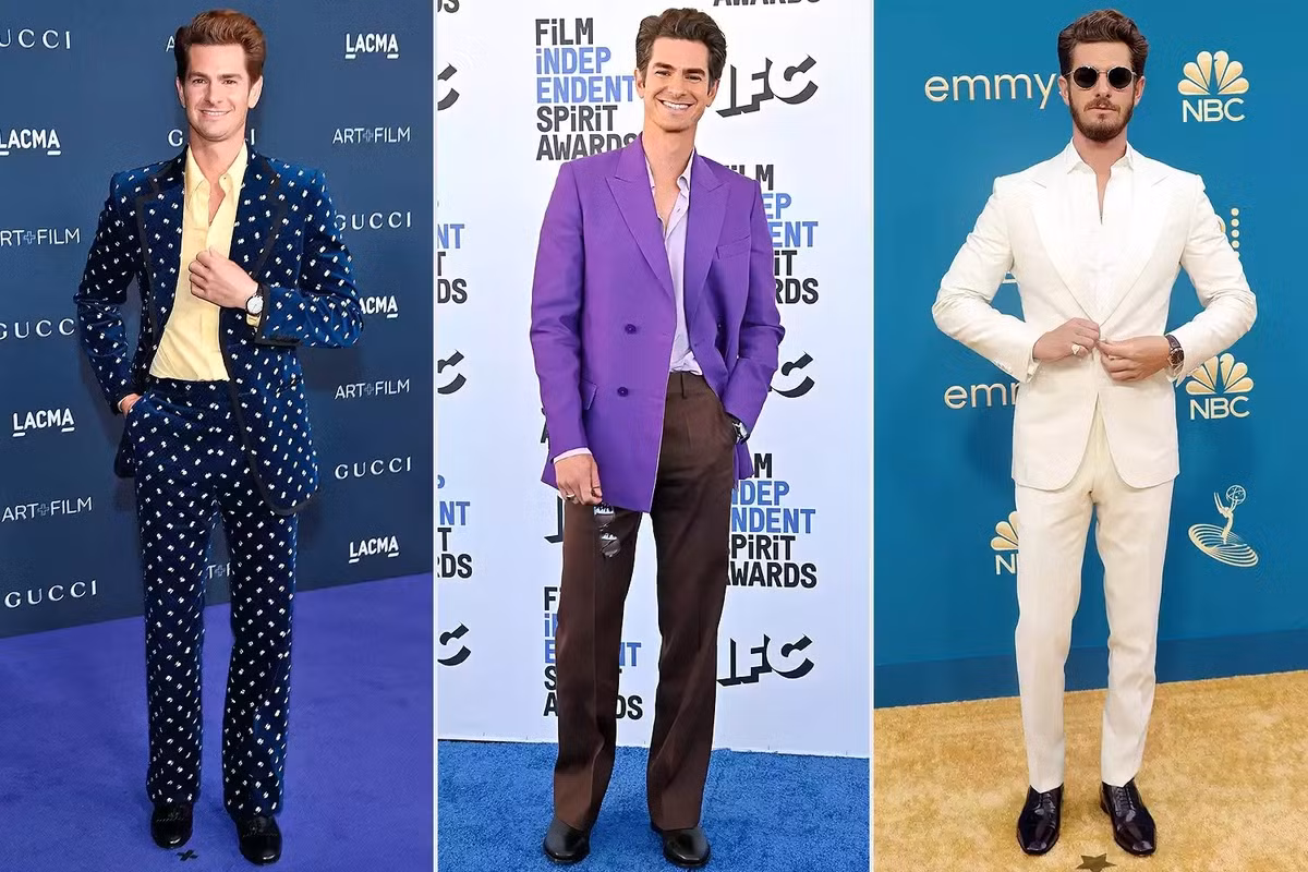 Andrew Garfield, sao nam duy nhất trong danh sách ngôi sao mặc đẹp, ghi điểm với bộ sưu tập suit cách điệu, đủ màu sắc. Không chỉ đánh dấu sự trở lại thành công trên màn ảnh, 2022 còn là năm tài tử Spider-Man nâng tầm thương hiệu cá nhân với công thức phối đồ thông minh. Stylist của Garfield là Warren Alfie Baker chia sẻ: "Anh ấy là phiên bản hiện đại của phong cách nam tính thời thập niên 1970".