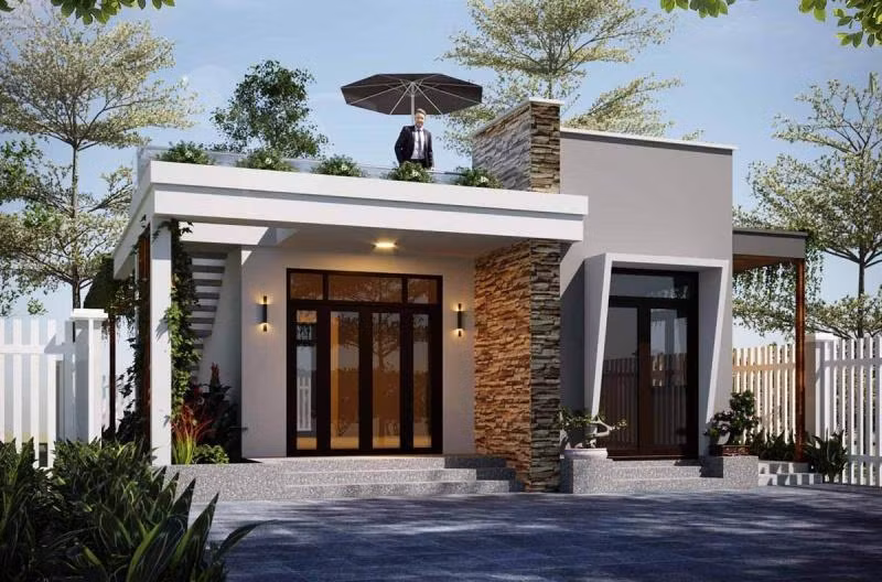 5 mẫu nhà cấp 4 mái bằng 3 phòng ngủ như thiên đường sống 5 sao - Hình 3 5 mau nha cap 4 mai bang 3 phong ngu nhu thien duong song 5 sao-Hinh-3