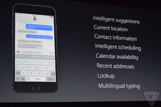  Bàn phím mới: bàn phím trên iOS 10 sẽ tự động nhận diện các ngôn ngữ mà người dùng có thể sử dụng, dựa vào vị trí, quốc tịch của người nhận tin nhắn,... Nói một cách đơn giản, người dùng có thể nhắn tin cùng lúc bằng nhiều thứ tiếng mà không cần chuyển đổi bàn phím.