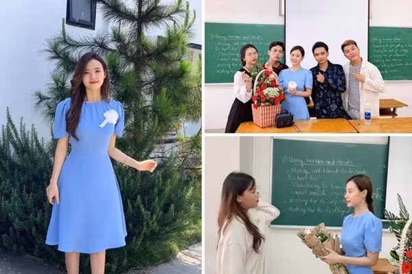 Không gò bó một phong cách, Midu lựa chọn những bộ cánh trên giảng đường theo tiêu chí thân thiện và gần gũi. Váy tay bồng cùng những nếp ly tinh tế, sơ mi cơ bản hay mẫu áo ren trắng đầy nữ tính tạo nên hình ảnh một quý cô hiện đại, độc lập.