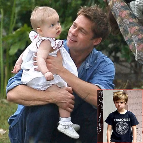 Khi chọn diễn viên nhí đóng cùng trong phim, Angelina Jolie và Brad Pitt bao giờ cũng chọn ngay từ đàn con 6 đứa của họ. Cô con gái Shiloh Jolie-Pitt từng xuất hiện với cha trong bộ phim "The Curious Case of Benjamin Button" lúc còn nhỏ xíu. (Ảnh nhỏ: hình ảnh Shiloh hiện tại)