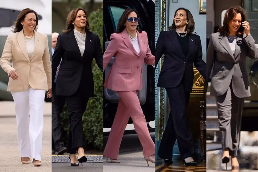 Và Phó Tổng thống Mỹ, ứng cử viên Tổng thống của đảng Dân chủ Kamala Harris, cũng không nằm ngoài 'tầm ngắm' này. Ai cũng nhận thấy trang phục được yêu thích của bà Kamala Harris trong lịch trình vận động tranh cử căng thẳng là bộ đồ vest, thể hiện một phong cách chuyên nghiệp. 