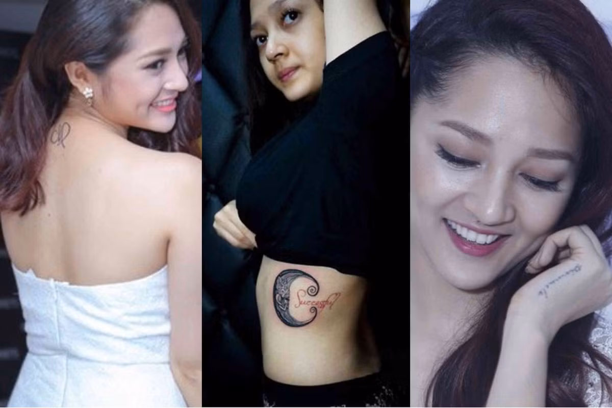 Nữ ca sĩ Bảo Anh sở hữu tận 6 hình xăm trên cơ thể. Phía sau gáy, Bảo Anh sở hữu hình xăm biểu tưởng của cung Xử Nử - là cung hoàng đạo của cô. Tiếp đó, là hình xăm một cậu bé cuộn mình trong một nửa vòng tròn và kèm dòng chữ "Successful" – Thành công. Trên tay của cô còn có một hình xăm chữ khá nhỏ: "Pinnacle" (đỉnh cao).