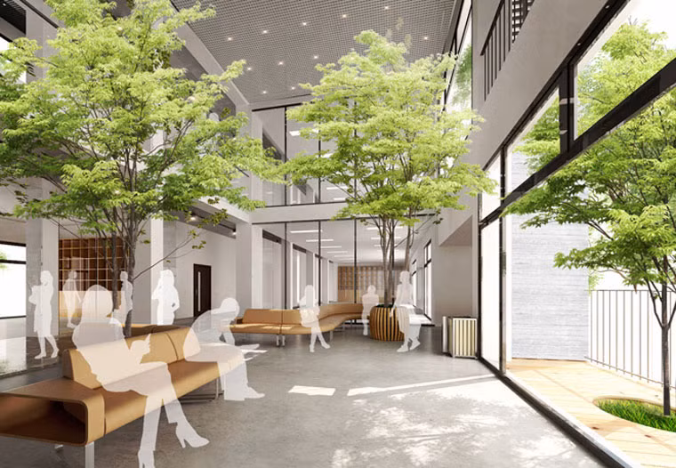 Nằm trên diện tích 11.065 m2, dự án là một tòa nhà 7 tầng hiện đại với mặt tiền và mái nhà được bao phủ bởi cây xanh. Tòa nhà sẽ tận dụng được nắng và gió để có bầu không khí dễ chịu, trong lành.