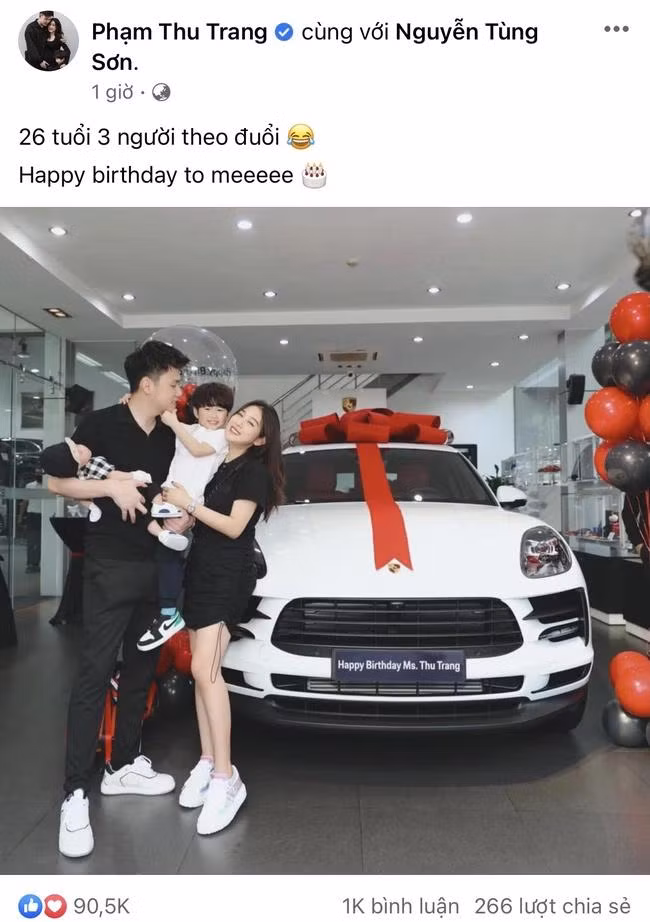 Trang Lou khoe qua sinh nhat tuoi 26 bang sieu xe hon 4 ty
