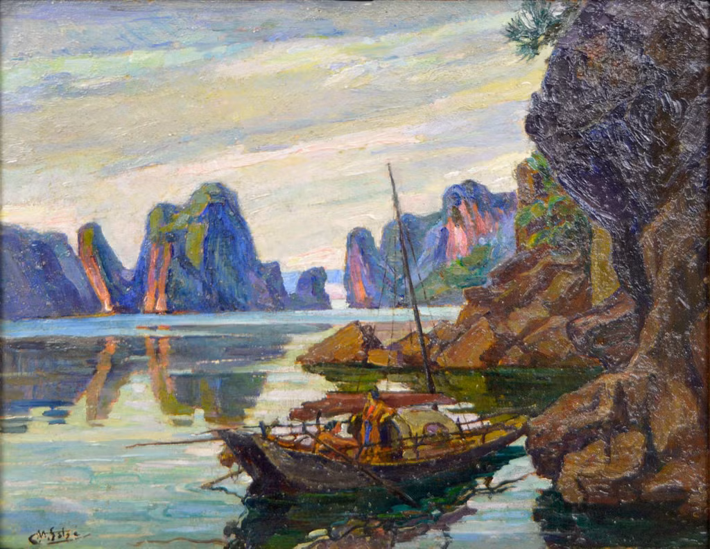 Vịnh Hạ Long. Tranh của Gustave Martinien Salgé, khoảng năm 1910.