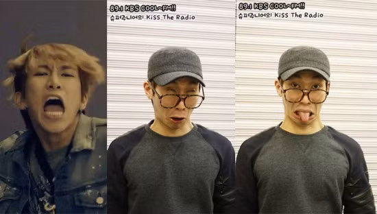 Eunkwang nhóm BTOB chẳng ngại làm xấu hình ảnh của mình trước ống kính phóng viên, thậm chí có lúc trông khuôn mặt anh nhăn nhó như một chú khỉ.