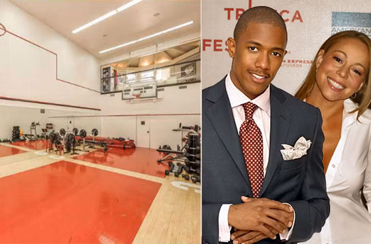 Phòng tập trong nhà của hai vợ chồng Mariah Carey và Nick Cannon ngoài khu vực tập gym còn có một sân bóng rổ và khu tập fitness.