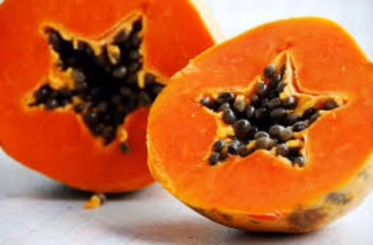Đu đủ là một loại trái cây rất giàu vitamin A, ngoài ra còn có vitamin C và canxi hòa tan. Chất papain có trong đu đủ, có thể phân giải chất béo thành các axit béo, y học hiện đại đã chứng mình đu đủ có chứa một loại enzyme có thể tiêu hóa protein, giúp cơ thể dễ dàng tiêu hóa và hấp thụ thức ăn. Chú ý phụ nữ mang thai và người bị dị ứng không nên ăn đu đủ.