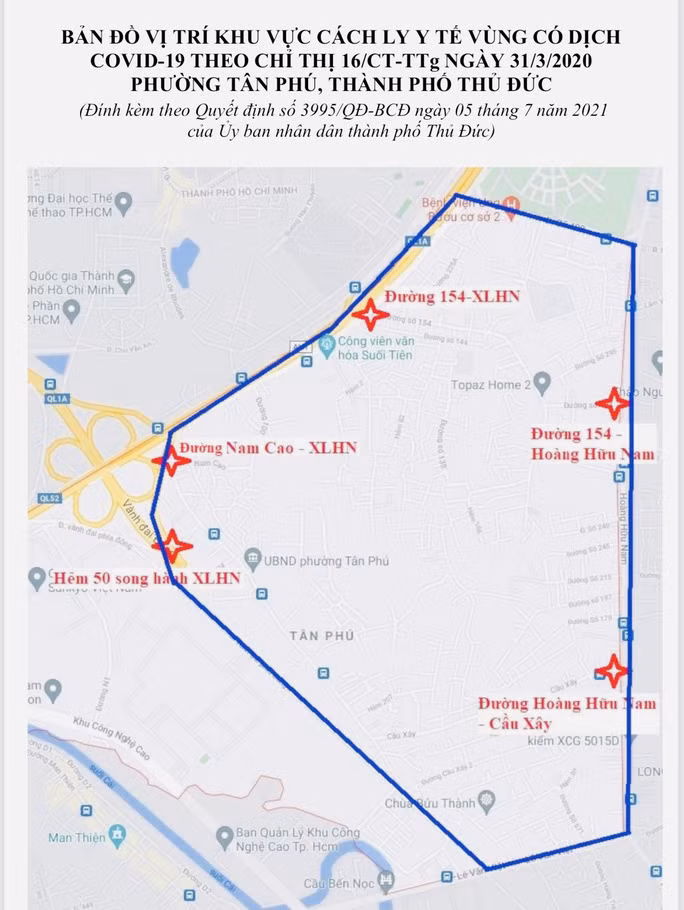 Phong toa phuong Tan Phu, TP Thu Duc tu 0 gio ngay 6-7