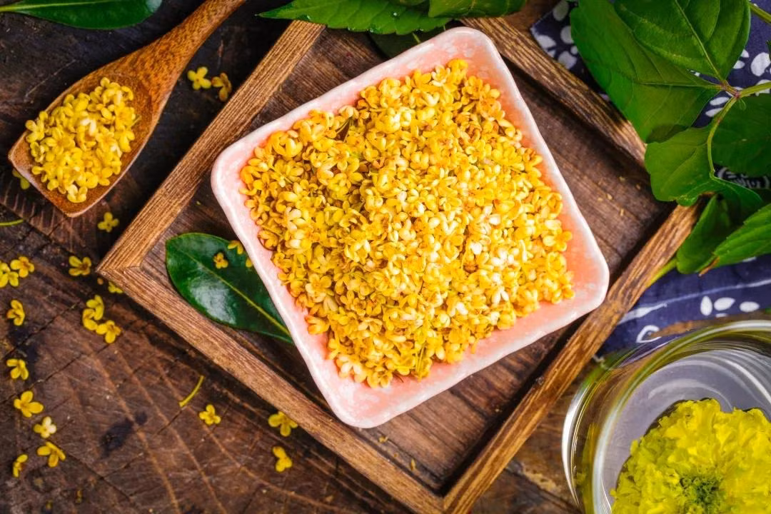  Những bông hoa riêng lẻ rất nhỏ nhưng đáng chú ý vì chúng nở thành cụm. Hương thơm được so sánh với hương thơm của hoa nhài, hoa cam hoặc đào, vô cùng ngào ngạt, nồng nàn, quyến rũ động lòng người. khi rơi xuống đất giống như trải một tấm thảm màu cam. rất đẹp và thơm. 
