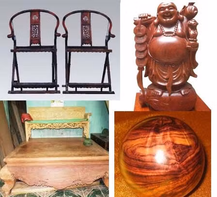 Gỗ sưa được chế tác thành nhiều món đồ thủ công mỹ nghệ.