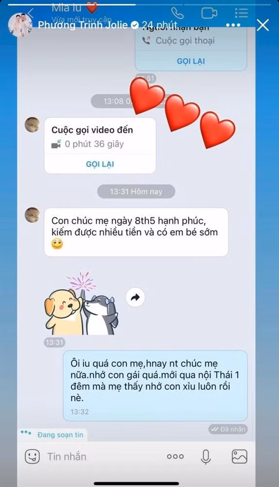 Phương Trinh Jolie xúc động khi nhận tin nhắn của con gái 9 tuổi Phuong Trinh Jolie xuc dong khi nhan tin nhan cua con gai 9 tuoi