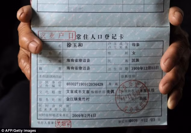 Giấy khai sinh của cụ Xu