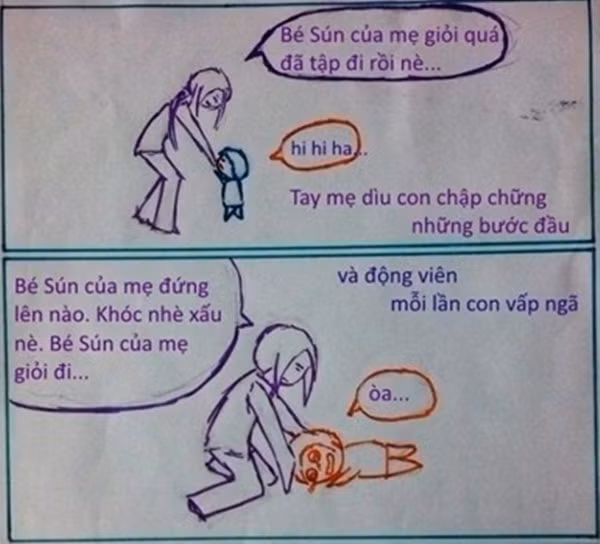 Những bước đi đầu đời được mẹ dạy.