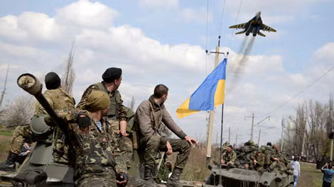 Tiêm kích MiG-29 Ukraine xuất hiện trên bầu trời Kramatorsk.