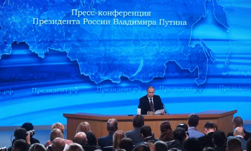 Ông Putin trong phiên trả lời phỏng vấn thường niên.