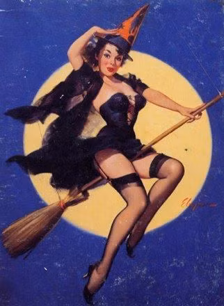 Nàng phù thủy sexy trên một tấp thiệp Halloween dành cho các quý ông. Ảnh: HubPages.