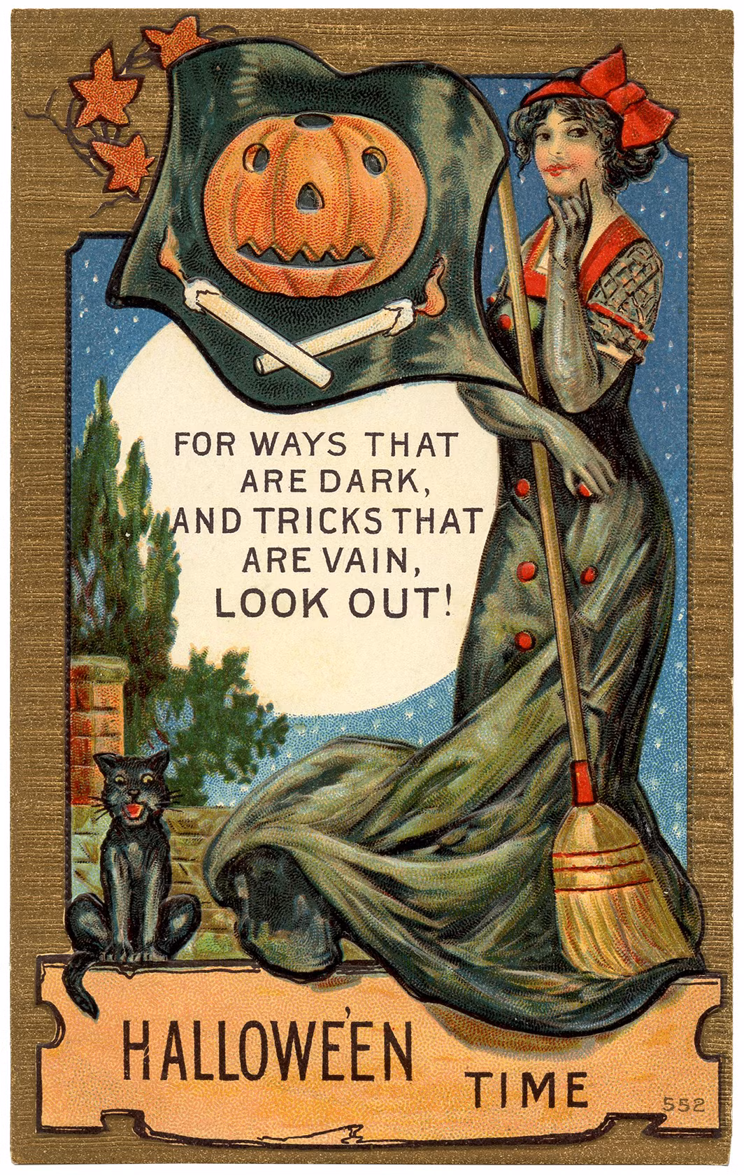 Một tấm thiệp với lời "cảnh báo" của mụ phù thủy về dịp lễ Halloween. Ảnh: The Graphics Fairy.