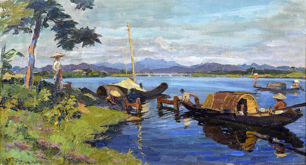 Sông Hương, Huế. Tranh của Gustave Martinien Salgé (1878-1946), sơn dầu trên vải, 1914.