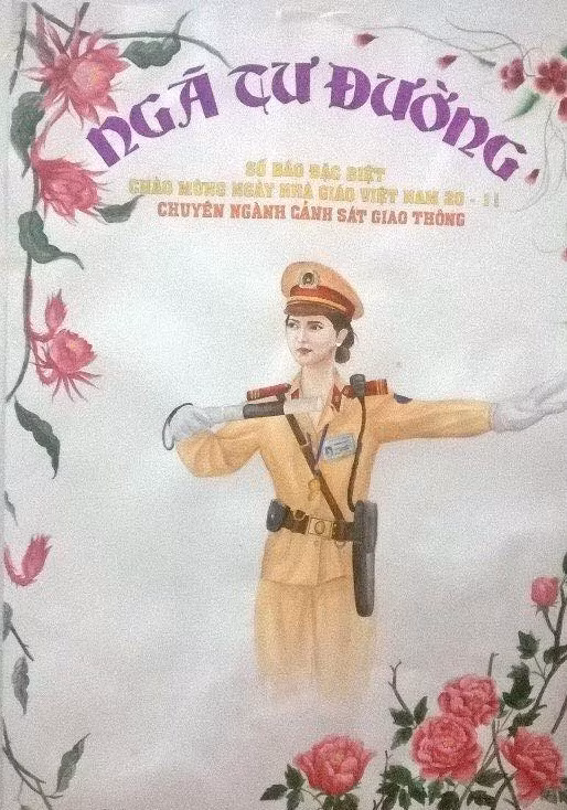 Tuấn Kiệt từng đạt giải nhất, giải ba trong cuộc thi vẽ báo tường của trường HV Cảnh sát Nhân nhân. Ảnh: Sản phẩm báo tường Kiệt vẽ trong số báo đặc biệt chào mừng Ngày nhà giáo Việt Nam 20/11.