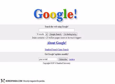 Trang tìm kiếm có lượng truy cập lớn nhất thế giới Google Search năm 1998 có "hình dáng" thế này.