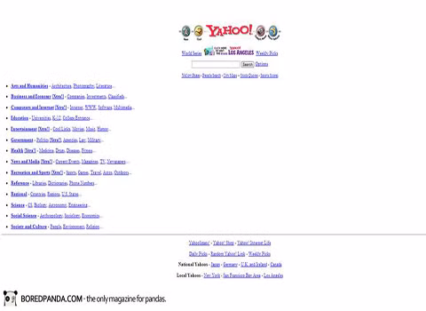Trang tin tức của Yahoo năm 1995 cũng không khá khẩm hơn.
