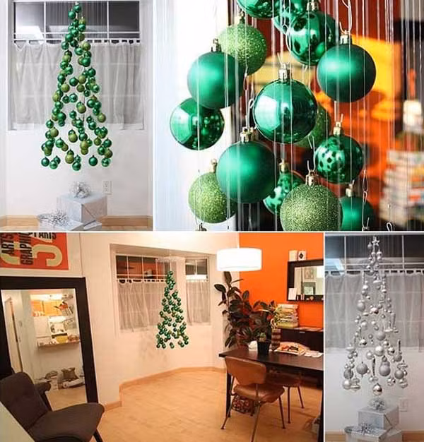 Cây thông Noel từ những quả bóng trang trí.